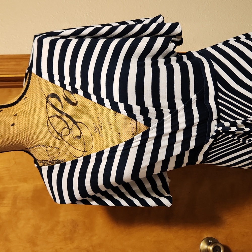 BANANA REPUBLIC: Navy & White Striped Maxi Dress Size L - Picture 2 of 9
